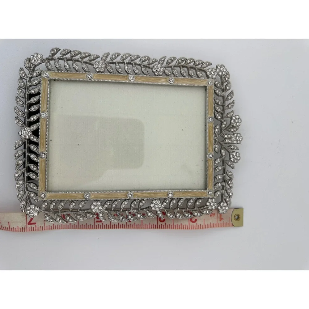 Addison Ross London Silver Crystal Enamel Leaf Ornate Photo Frame 4x6 Vintage